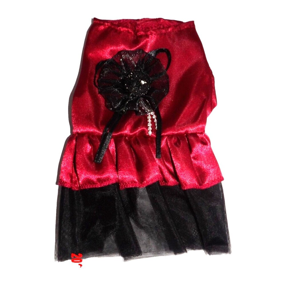 New Dog Dress Mido XS Burgundy and Black Satin Tulle Wedding Formal Teacup Puppy